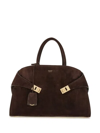 Ferragamo Medium Hug Tote Bag In Brown