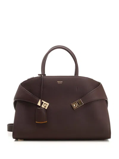 Ferragamo Medium Hug Tote Bag In Brown