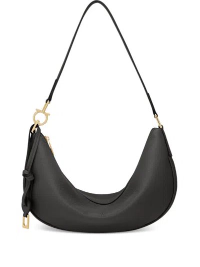 Ferragamo Medium Leather Bag In Black