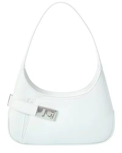 Ferragamo Medium Leather Hobo Bag In White