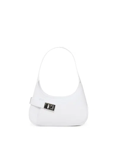 Ferragamo Medium Leather Shoulder Bag In White