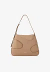 Ferragamo Medium Leather Shoulder Bag With Cut-outs In Beige