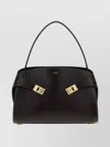 Ferragamo Dark Brown Leather Medium Hug Soft Shoulder Bag In Brown