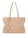 Ferragamo Medium Pebbled Tote Bag With Top Handles In Neutrals