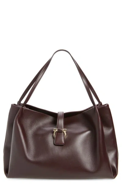Ferragamo Medium Lily Leather Tote In Oxblood