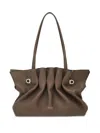 Ferragamo Medium Gancio Piercing Soft Leather Shoulder Bag In Concrete