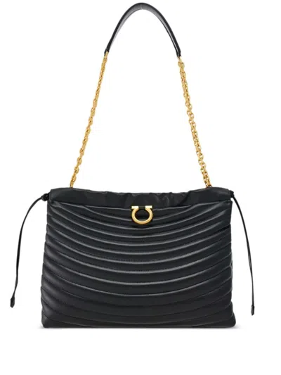 Ferragamo Quilted Leather Shoulder Bag In Black
