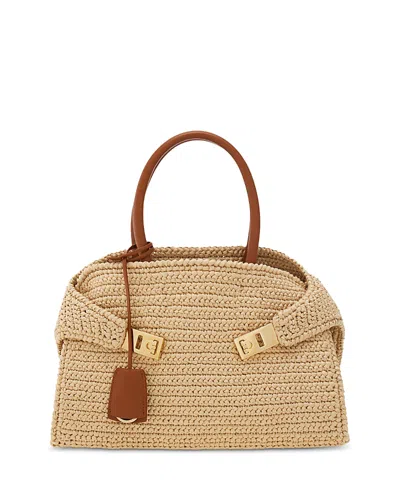 FERRAGAMO MEDIUM RAFFIA HUG HANDBAG