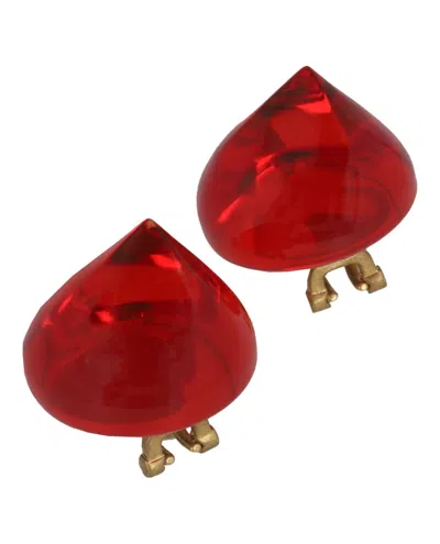 Ferragamo Medium Sculptural Clip On Earrings In Burgundy