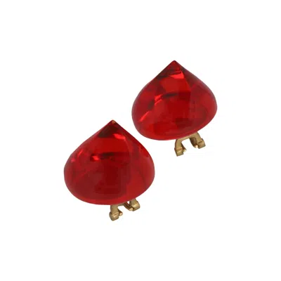 Pre-owned Ferragamo Medium Sculptural Clip On Earrings 'red' | Women's Size Onesize