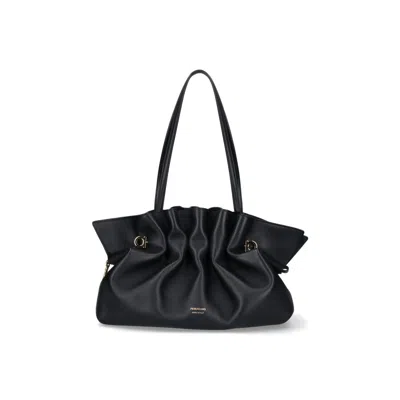 Ferragamo Medium Shoulder Bag Piercing In Black