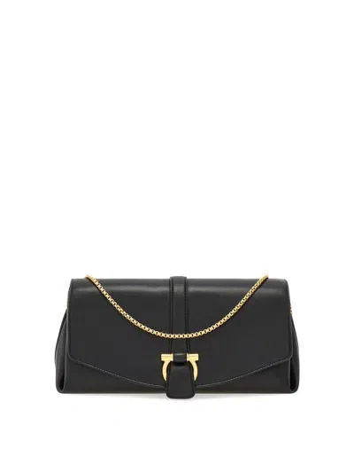 Ferragamo Medium Shoulder Bag With Flap In Black