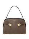 Ferragamo Medium Hug Suede Shoulder Bag In Brown