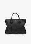 Ferragamo Monogram Structured Leather Tote Bag In Black
