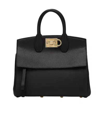 Ferragamo Medium Studio Box Bag In Black