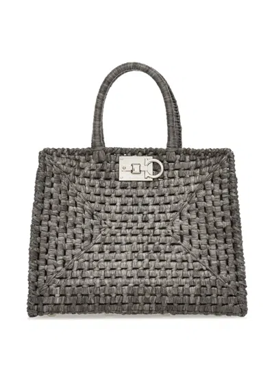 Ferragamo Medium Studio Box Tote Bag In Anthracite