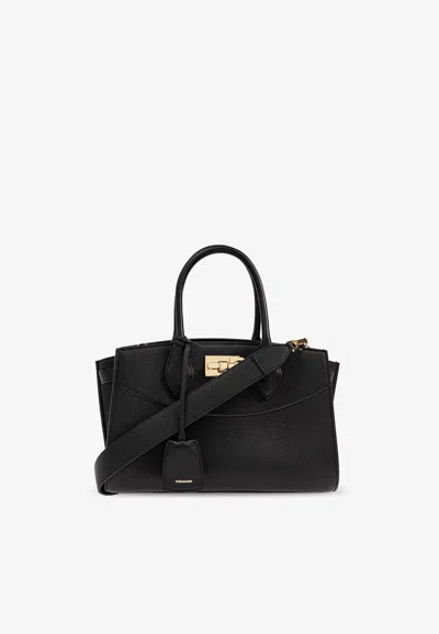 Ferragamo Medium Studio Soft Top Handle Bag In Black