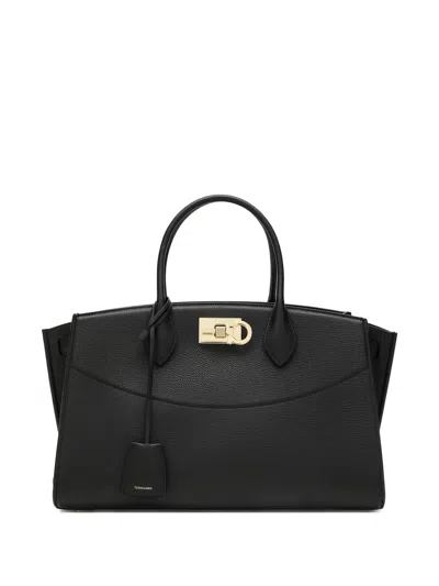 Ferragamo Medium Studio Tote Bag In Black