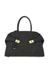 Ferragamo Medium The Hug Raffia Tote Bag In Black