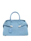 Ferragamo Medium The Hug Raffia Tote Bag In Blue