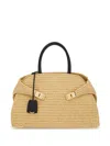 Ferragamo Medium The Hug Raffia Tote Bag In Neutrals