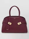Ferragamo Medium Tote Bag Gold Tone Hardware Top Handle In Burgundy