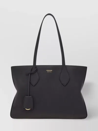 Ferragamo Medium Tote Bag Star Structured Shape In Grey