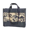 Ferragamo Medium Venna Logo-embroidered Tote Bag In Blue