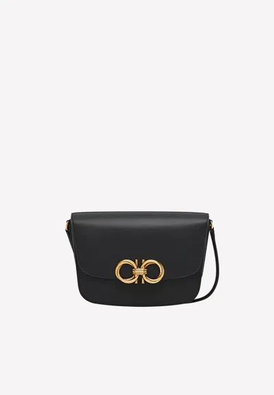 Ferragamo Medium Trapezio Crossbody Bag In Calf Leather In Black