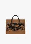 Ferragamo Medium Tt Sign Woven Raffia Tote Bag In Brown