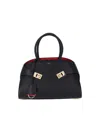 Ferragamo Medium Two-tone Handbag "hug" In Black  