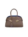 Ferragamo Women Brown Calf-length Toggle Fastening Gancini Buckle Two Rolled Top Handles Logo S In Pink