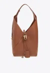 Ferragamo Medium V-shaped Leather Shoulder Bag In Brown
