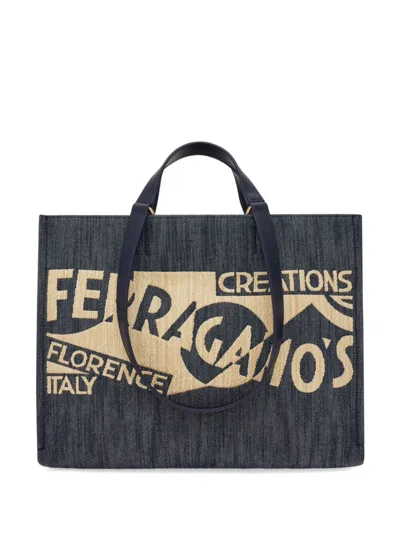 Ferragamo Women Borsa Tote Venna Piccola In Denim In Blue