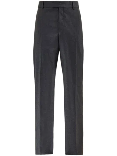 Ferragamo Pantalon Sans Pinces Gris In Grey