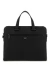 Ferragamo Structured Leather Business Bag In Black