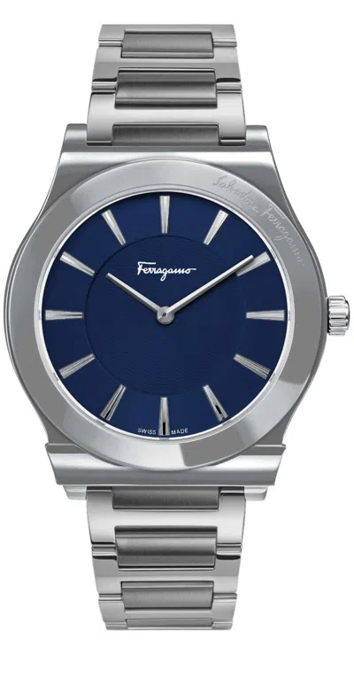 Ferragamo Men's 1898 Slim 41mm Quartz Watch In Silver