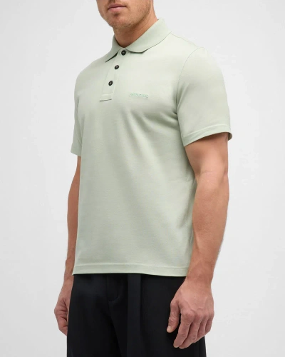 Ferragamo Men's 3-button Pique Polo Shirt In Sage