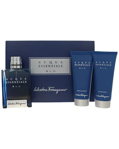 Ferragamo Men's 3pc Acqua Essenziale Gift Set In Blue
