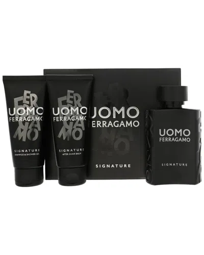 Ferragamo Men's 3pc Uomo Signature Gift Set In Black