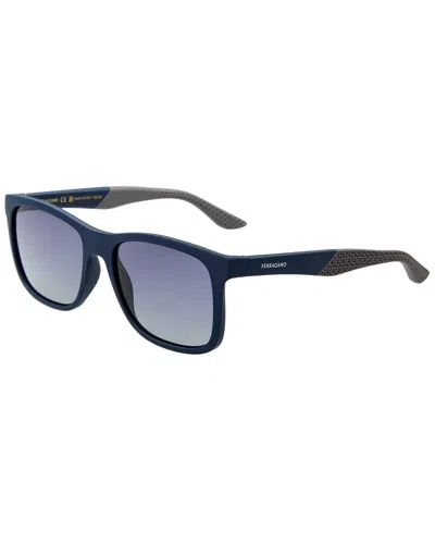 Ferragamo Men's 56mm Sunglasses In Blue