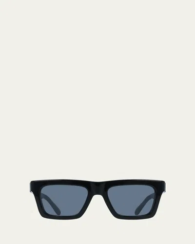 Ferragamo Men's Acetate Square Sunglasses In Black