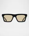 Ferragamo Men's Acetate Square Sunglasses In Black