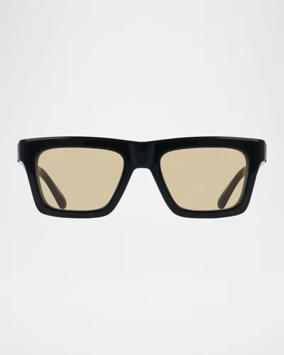 Ferragamo Men's Acetate Square Sunglasses In Black