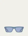 Ferragamo Men's Acetate Square Sunglasses In Blue