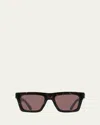 Ferragamo Men's Acetate Square Sunglasses In Brown