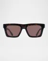 Ferragamo Men's Acetate Square Sunglasses In Brown