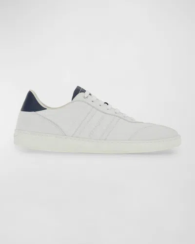 Ferragamo Men's Achille 1 Leather Low-top Sneakers In Bianco