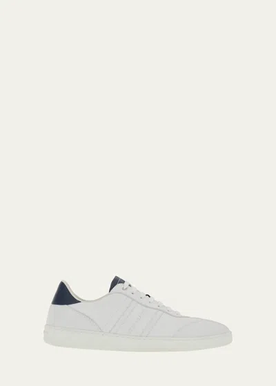 Ferragamo Men's Achille 1 Leather Low-top Sneakers In Bianco