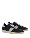 Ferragamo Men's Achille Lace Up Sneakers In Blue Marine